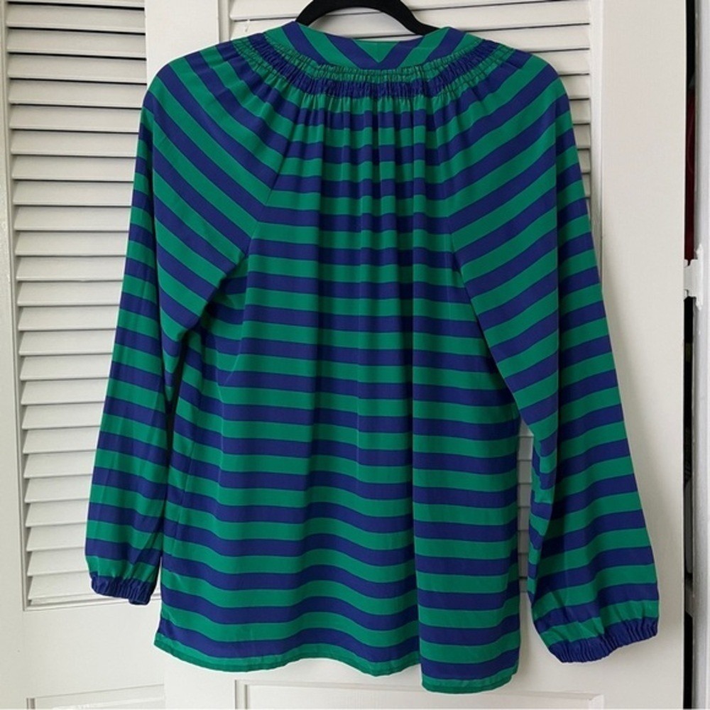 Lilly Pulitzer Elsa Blouse in Emerald Green and Blue Starboard Stripe Sz S - Picture 3 of 8